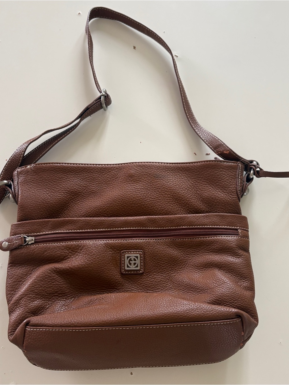 Giani Bernini Brown Leather Crossbody Shoulder Bag Purse